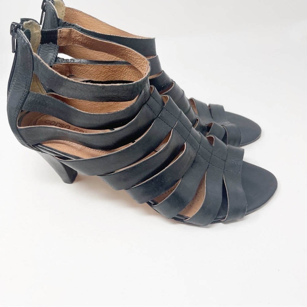 Corso Como Heels Black Strappy Back Zip Closure Size 9